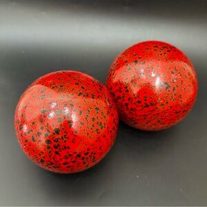 Lot 2 Red Black Speckled 4-inch Ceramic Decorative Balls